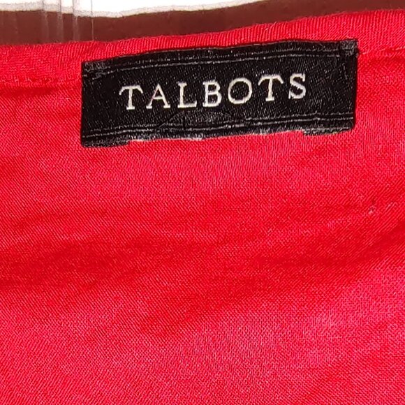 TALBOTS CORDED LACE L/S TANK ROUND NECK 100% COTTON LINED CANDY APPLE RED MEDIUM - Picture 3 of 11
